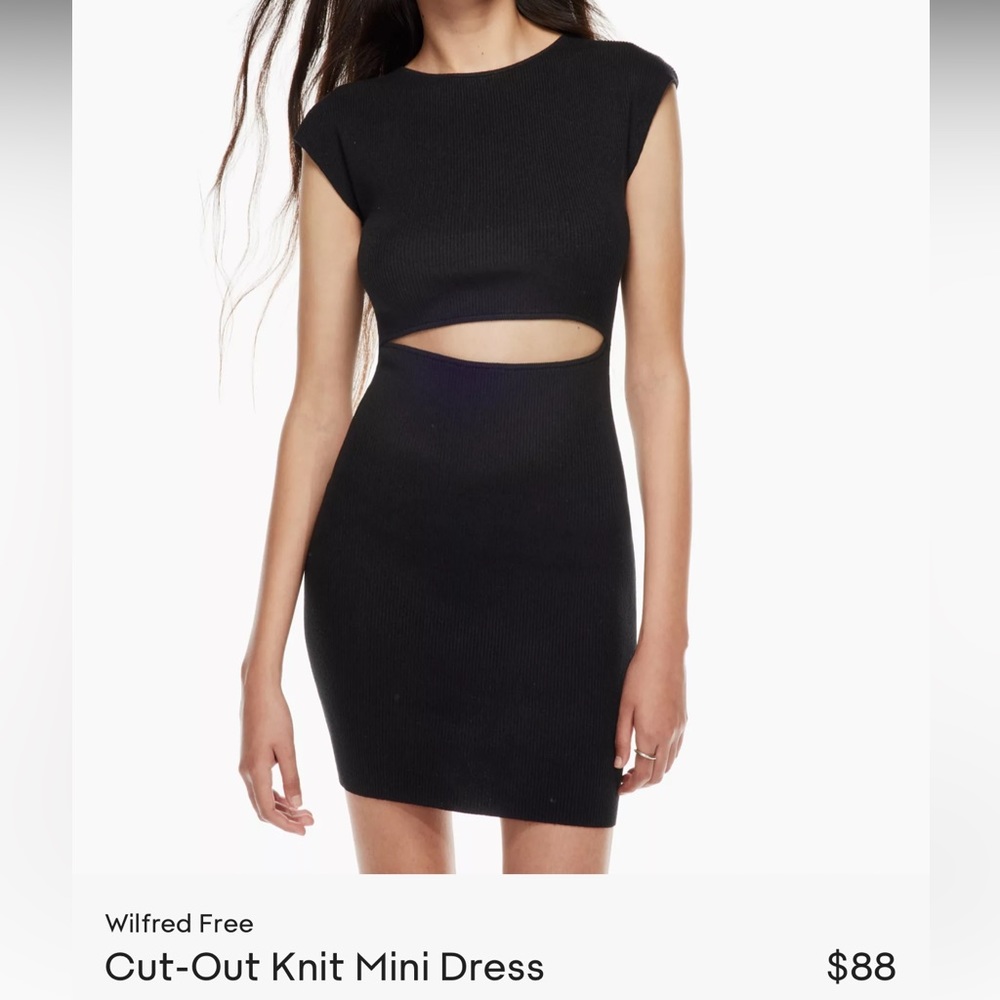 Aritzia cut out knit black mini dress